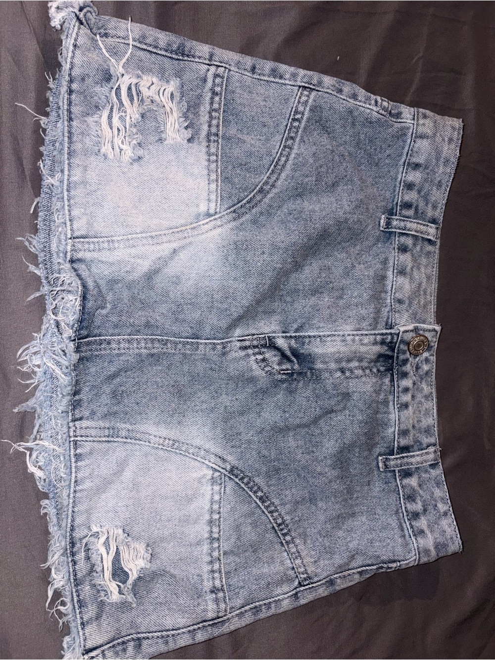 VIP Light Blue Distressed Denim Skirt